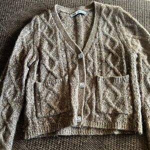Zara Textured Brown Sweater Zara toffe cropped cardigan